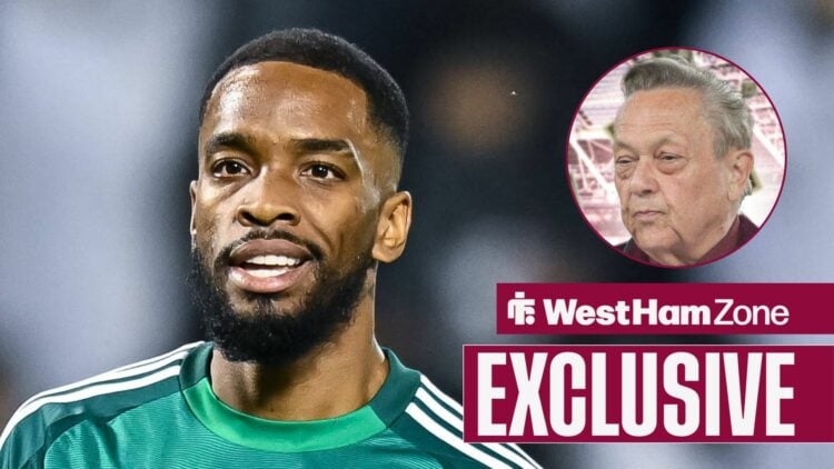 Al Ahli striker Ivan Toney with West Ham chairman David Sullivan inset