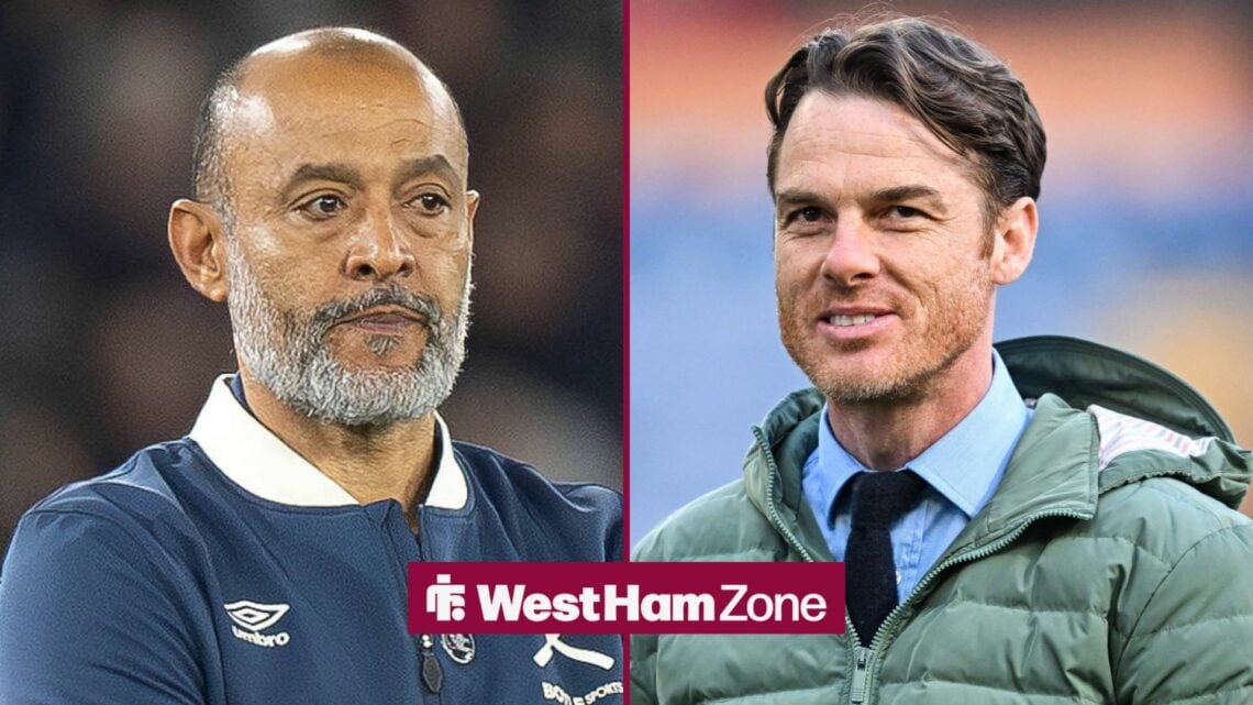 West Ham manager Nuno Espirito Santo with Burnley manager Scott Parker smiles