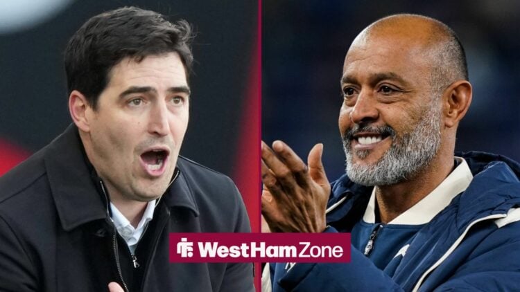 Nuno Espirito Santo alongside a circle inset of Andoni Iraola.