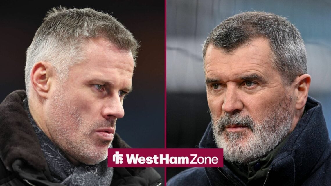 Jamie Carragher and Roy Keane stood alongside each other.