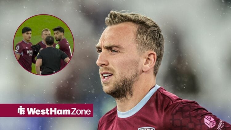 Jarrod Bowen in action for West Ham, with Bowen and Paqueta in a circular frame inset