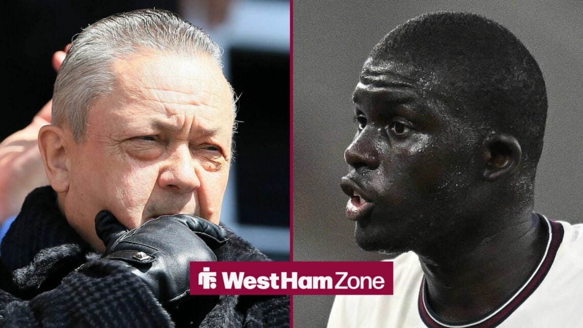 El Hadji Malick Diouf in action for West Ham, alongside David Sullivan in a split image