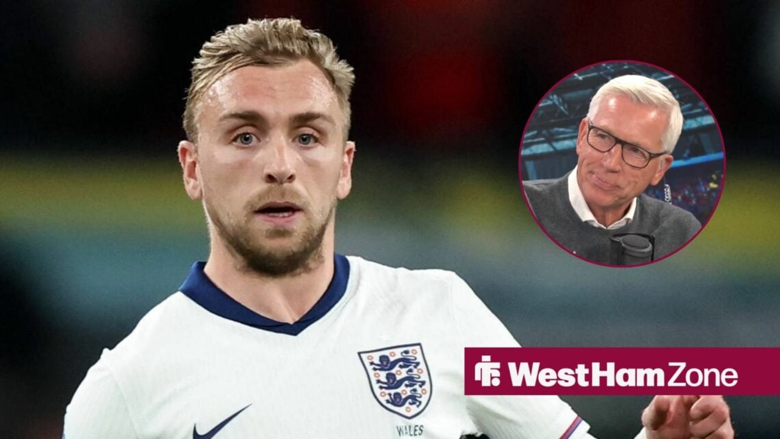 West Ham star Jarrod Bowen in England shirt, Alan Pardew in inset.