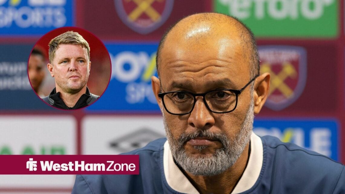 West Ham boss Nuno Espirito Santo, Newcastle boss Eddie Howe.