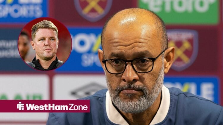 West Ham boss Nuno Espirito Santo, Newcastle boss Eddie Howe.
