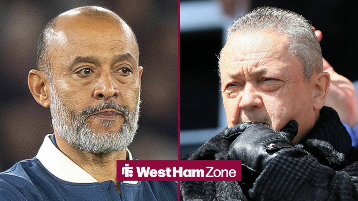 Nuno Espirito Santo looking unhappily at David Sullivan in split image
