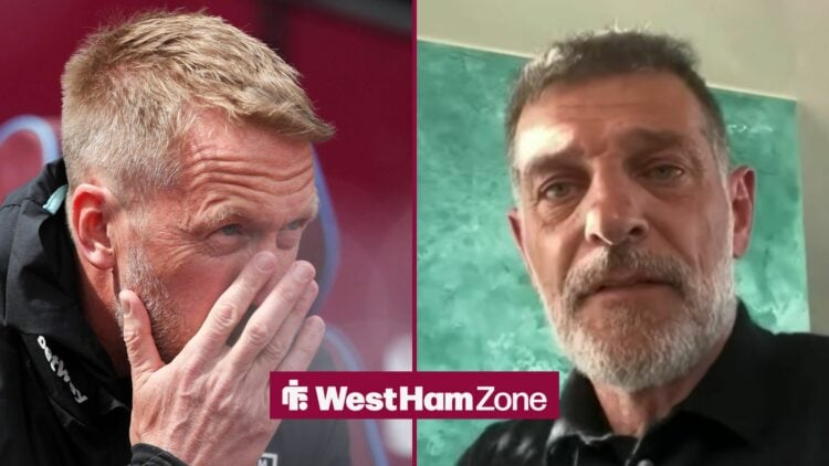 Graham Potter puts his hand to his face and Slaven Bilic