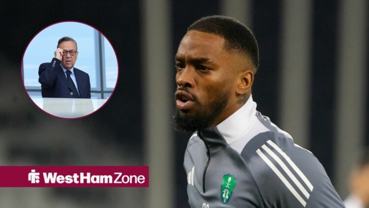 Ivan Toney in a training top with David Sullivan in a round overlay