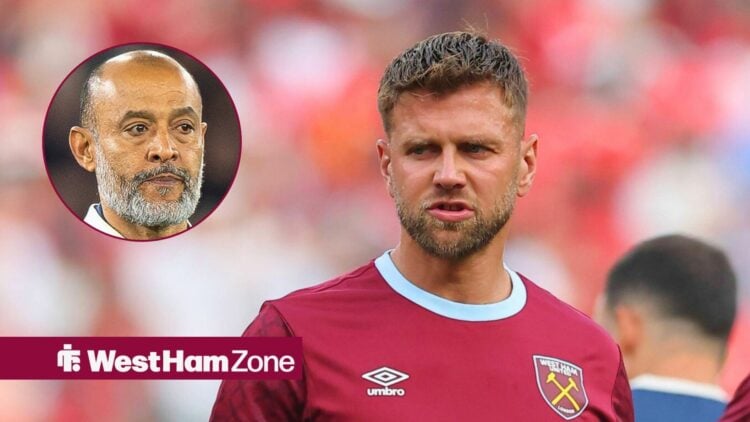 West Ham United striker Niclas Fullkrug and Nuno Espirito Santo in circular inset