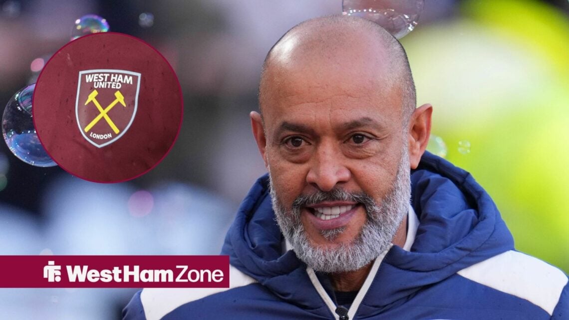 Nuno Espirito Santo and West Ham badge in circular inset