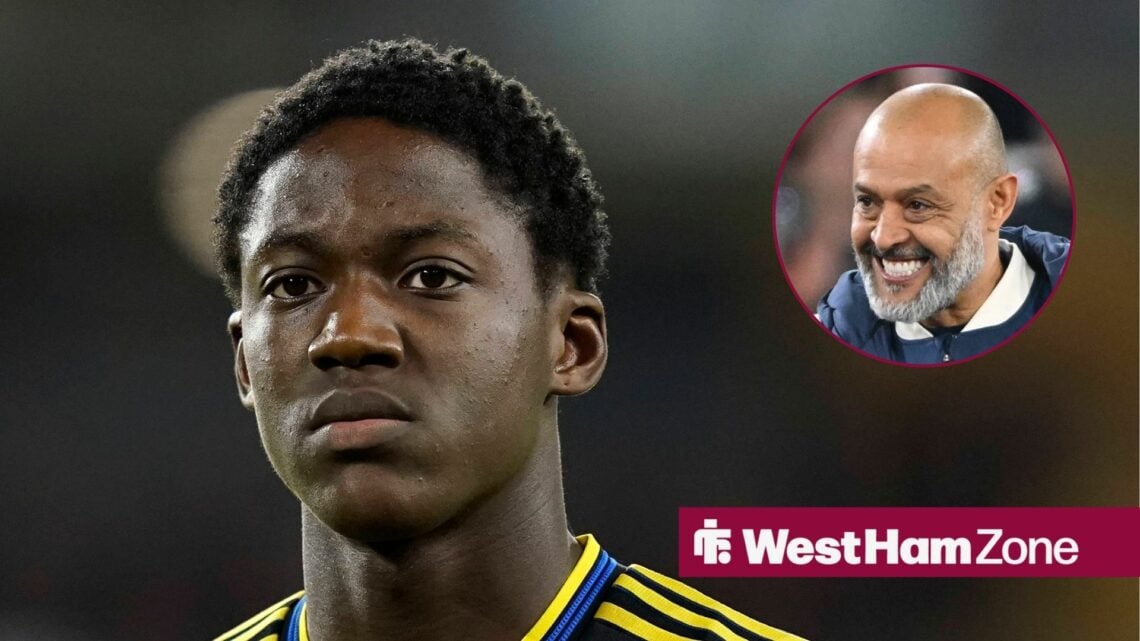 Kobbie Mainoo and a circular inset of Nuno Espirito Santo