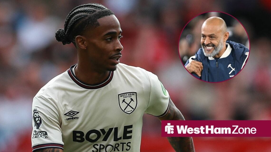 Crysencio Summerville looking at Nuno Espirito Santo celebrating in circle