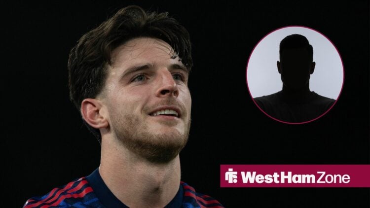 Declan Rice with anonymous figure in frame