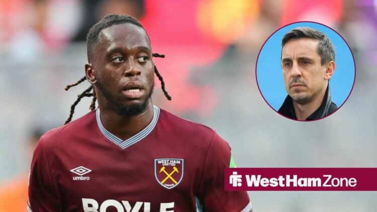 Aaron Wan-Bissaka alongside a circle inset of Gary Neville.