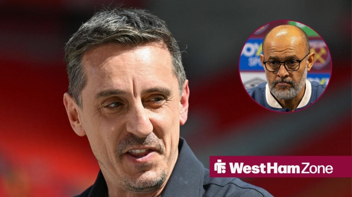 Gary Neville alongside a circle inset of Nuno Espirito Santo.
