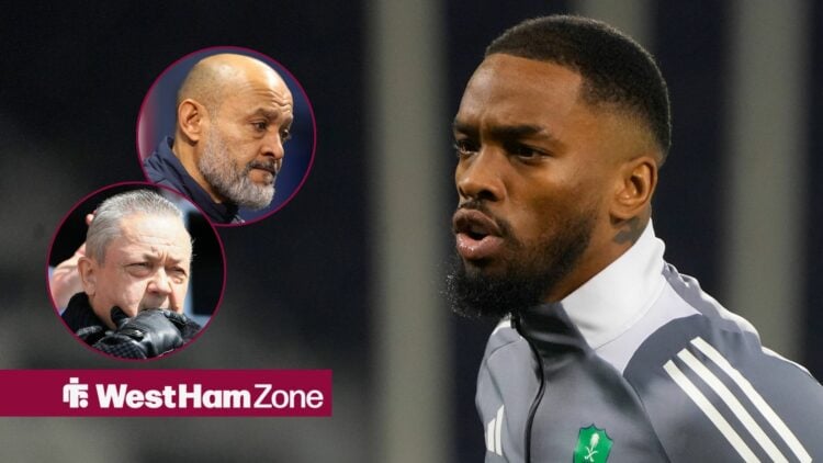 Ivan Toney looking at Nuno Espirito Santo and David Sullivan.