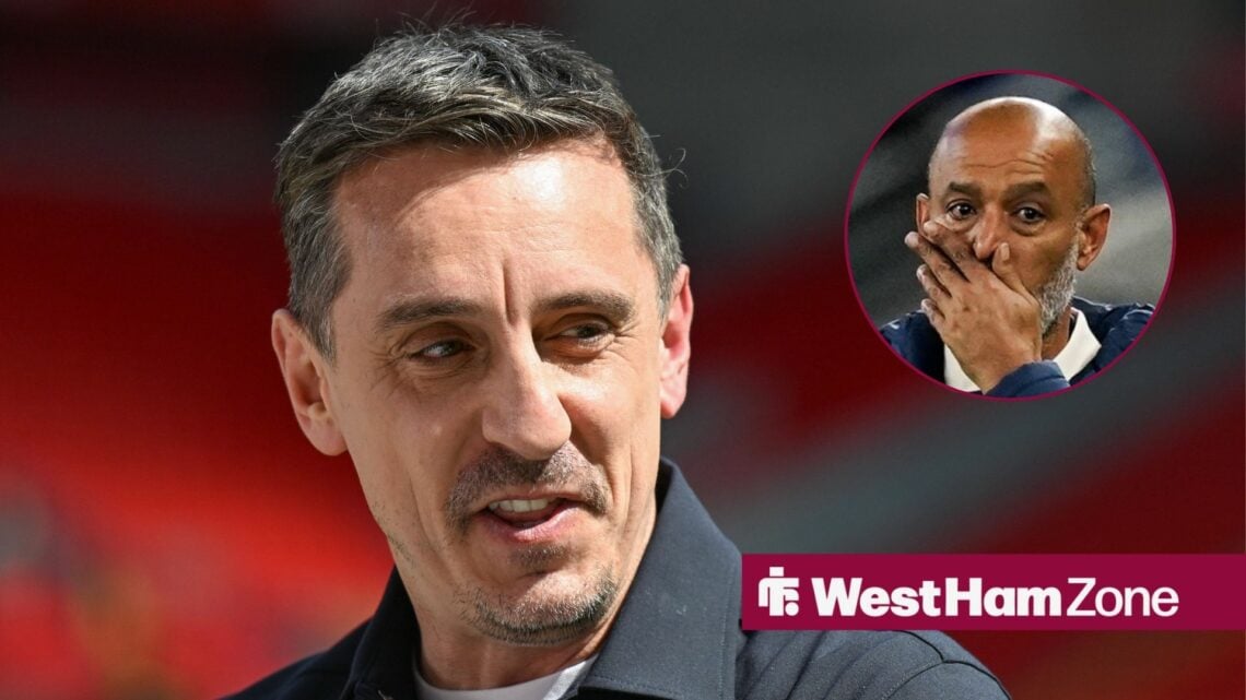 Gary Neville alongside a circle inset of Nuno Espirito Santo.