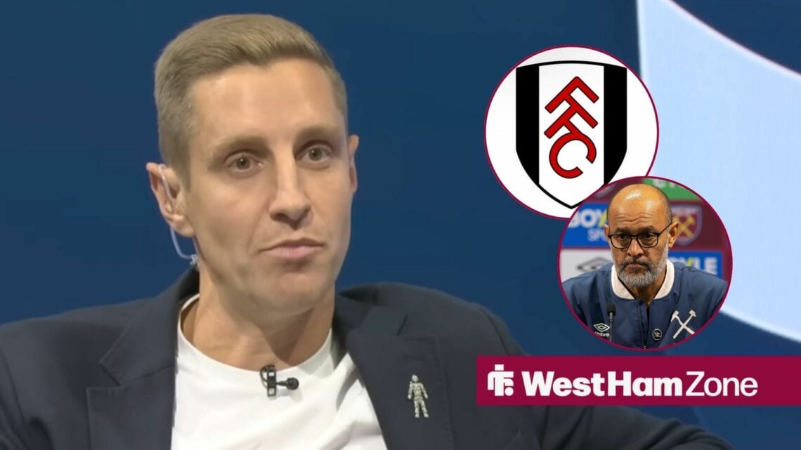 Michael Dawson looking at a sad Nuno Espirito Santo and a Fulham badge.