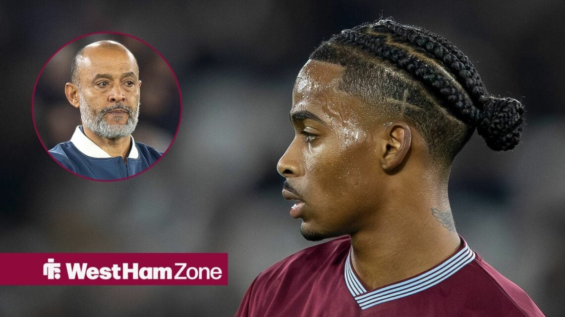 Crysencio Summerville alongside a circle inset of Nuno Espirito Santo.