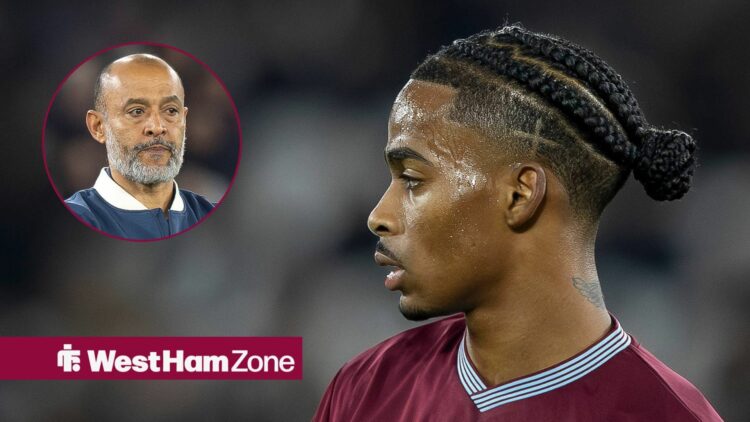 Crysencio Summerville alongside a circle inset of Nuno Espirito Santo.