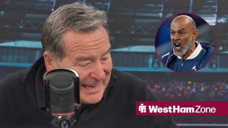 Jeff Stelling looking angry while speaking on talkSPORT alongside a circle inset of an angry Nuno Espirito Santo
