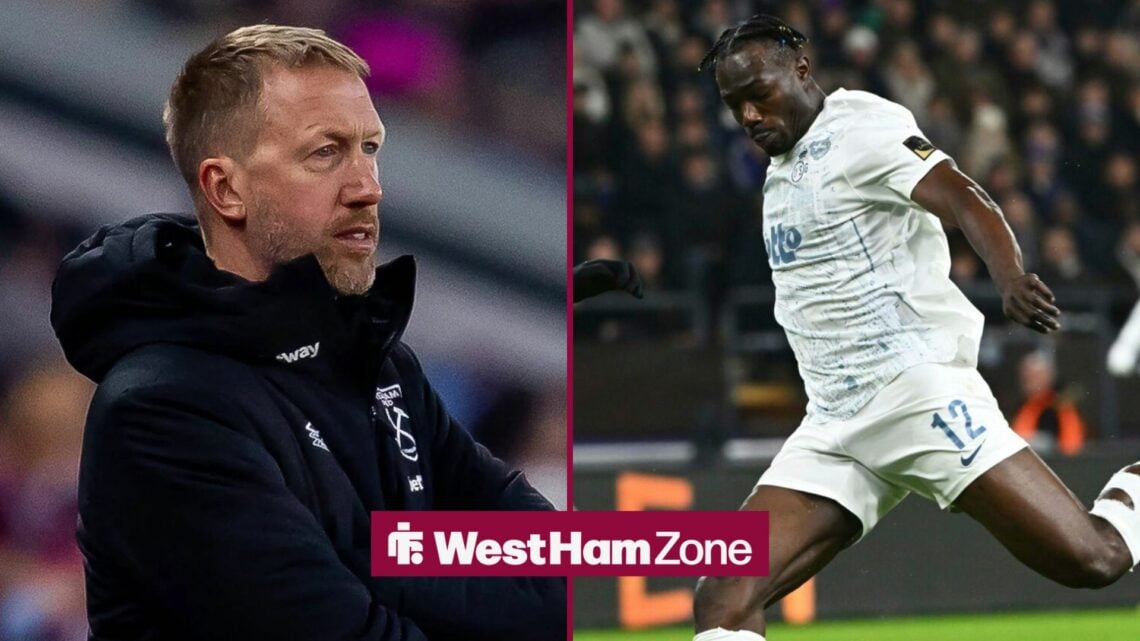 Promise David takes a shot, with Graham Potter next to him in a split image