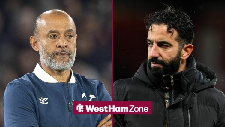 Nuno Espirito Santo looking at Ruben Amorim.