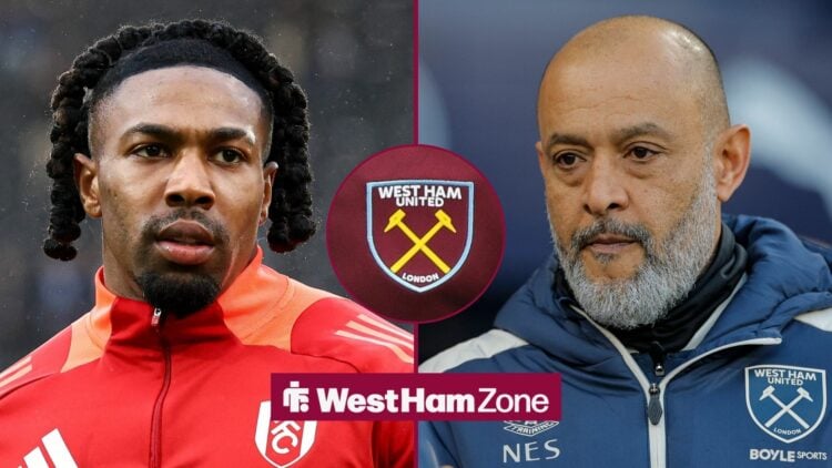 Adama Traore, Nuno Espirito Santo and a West Ham badge.