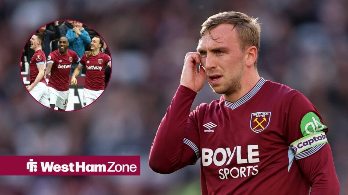 West Ham's Jarrod Bowen with Mark Noble inset