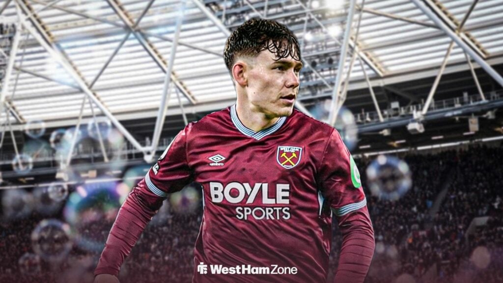 Jorgen Strand Larsen in a West Ham shirt.