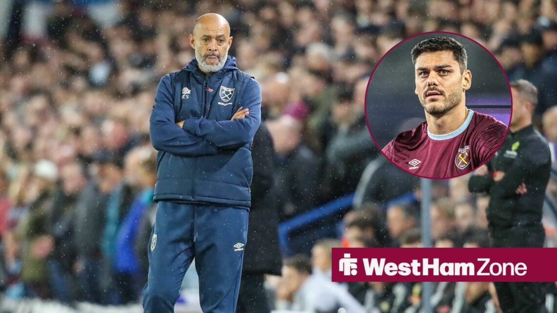West Ham's Nuno Espirito Santo with Konstantinos Mavropanos inset