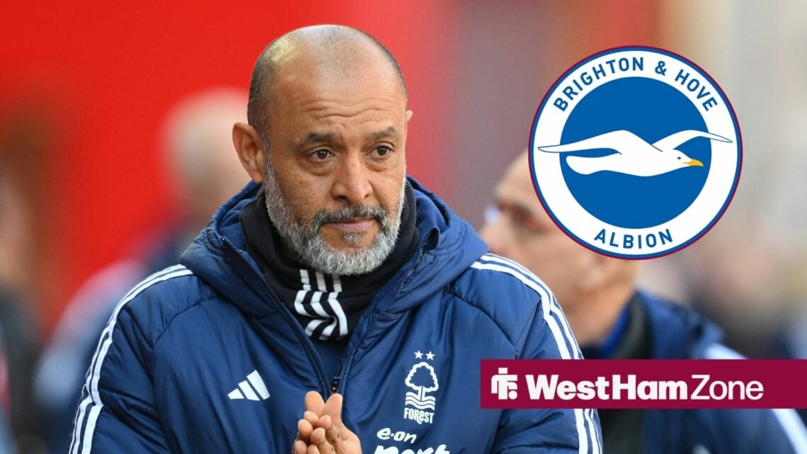 West Ham boss Nuno Espirito Santo with Brighton badge inset