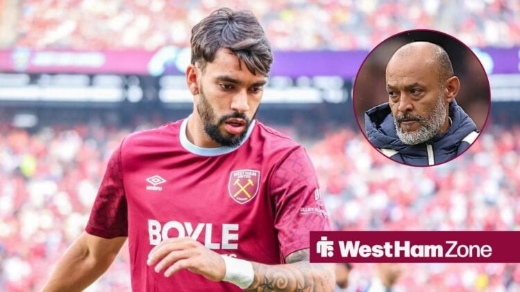 Lucas Paqueta next to Nuno Espirito Santo