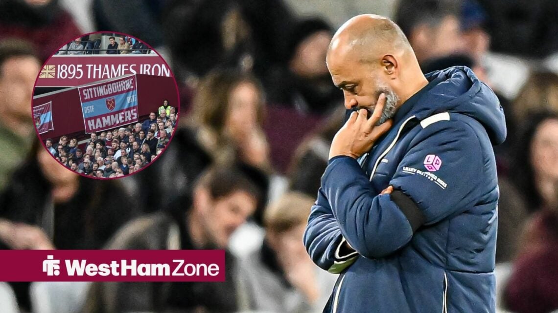 West Ham boss Nuno Espirito Santo with fans inset