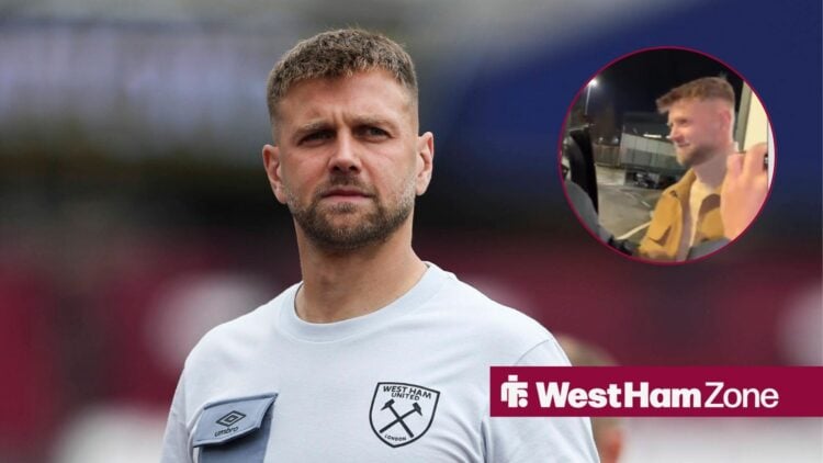 Niclas Fullkrug in a West Ham training top