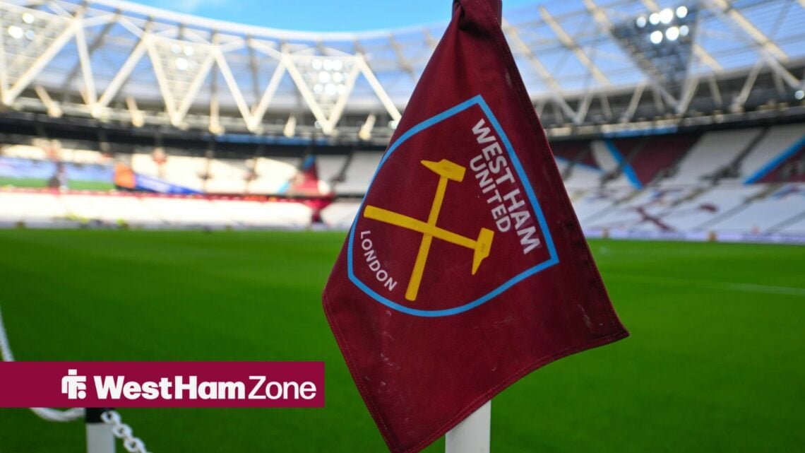 A general shot of a West ham corner flag inside the London Stadium