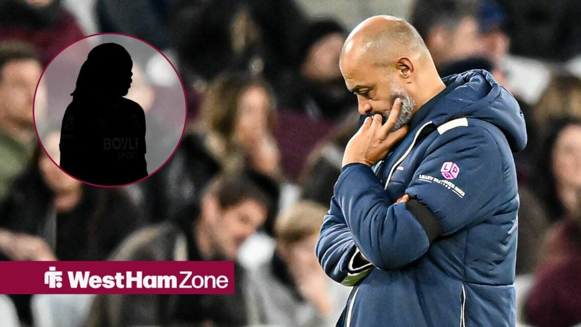 West Ham boss Nuno Espirito Santo with Aaron Wan-Bissaka inset