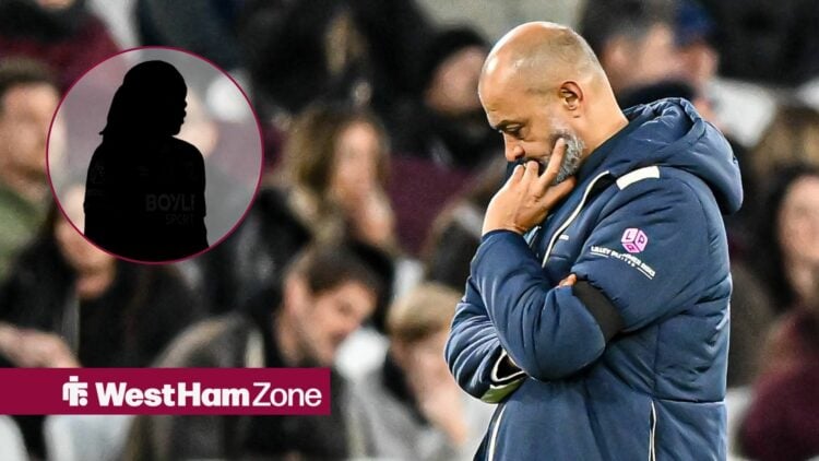 West Ham boss Nuno Espirito Santo with Aaron Wan-Bissaka inset