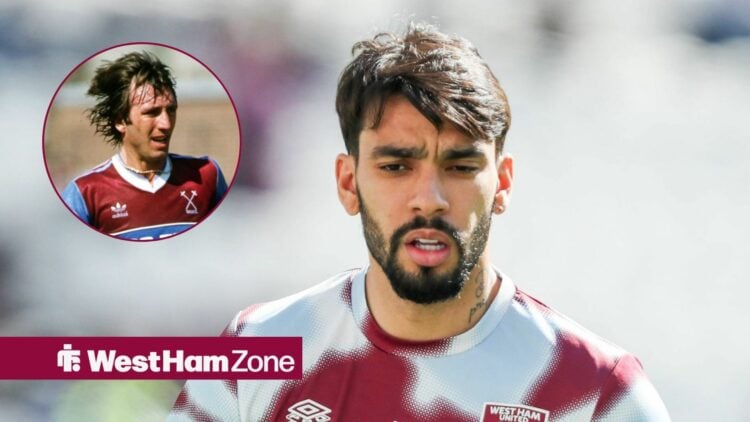 Lucas Paqueta with Billy Bonds in a round overlay