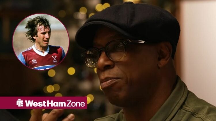 Ian Wright looks towards a circular frame of Billy Bonds