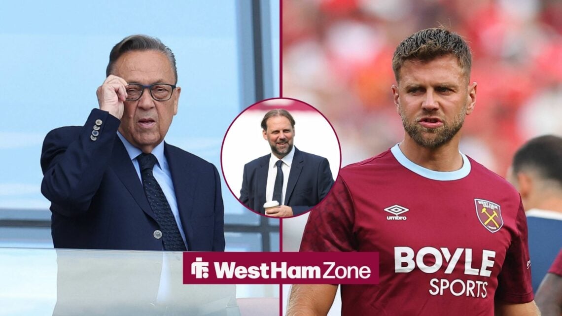 David Sullivan and Niclas Fullkrug in split screen with Tim Steidten in a round central overlay