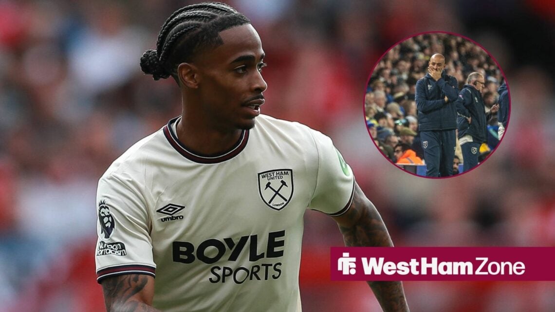 West Ham's Crysencio Summerville with Nuno Espirito Santo inset