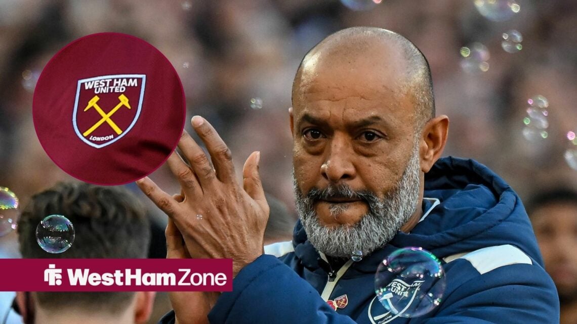 Nuno Espirito Santo and West Ham badge in circular inset