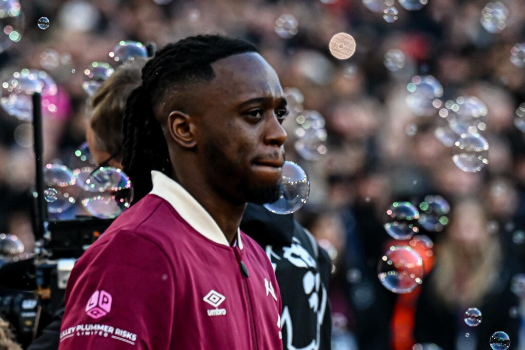 Aaron Wan-Bissaka walking out for West Ham at the London Stadium
