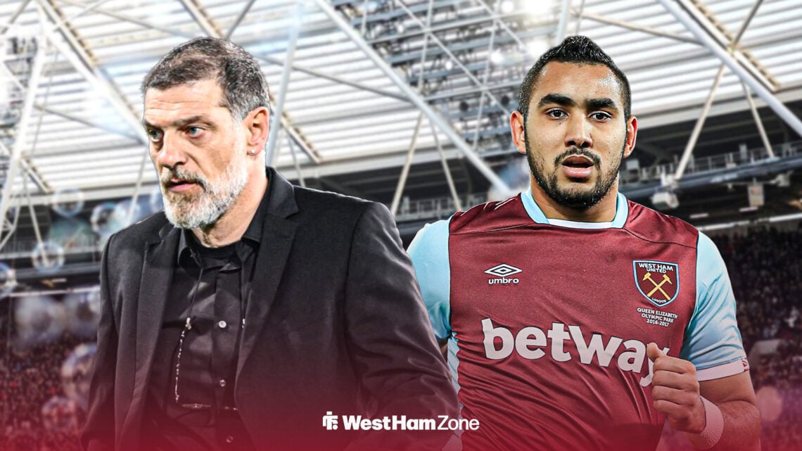 Slaven Bilic and Dimitri Payet alongside each other at the London Stadium.