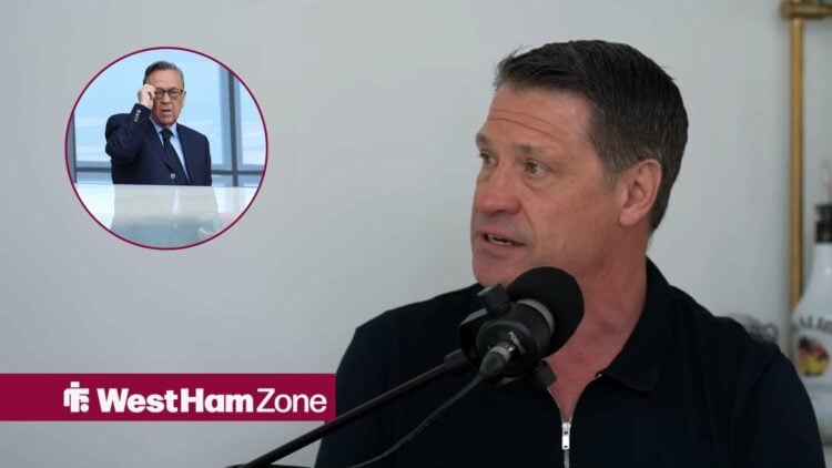 Tony Cottee with West Ham's David Sullivan inset