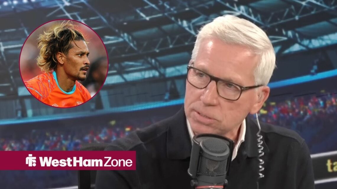 Alan Pardew alongside a circle inset of Alphonse Areola.