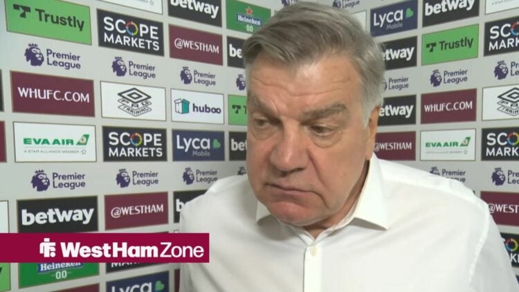 Sam Allardyce speaking in a press conference at West Ham