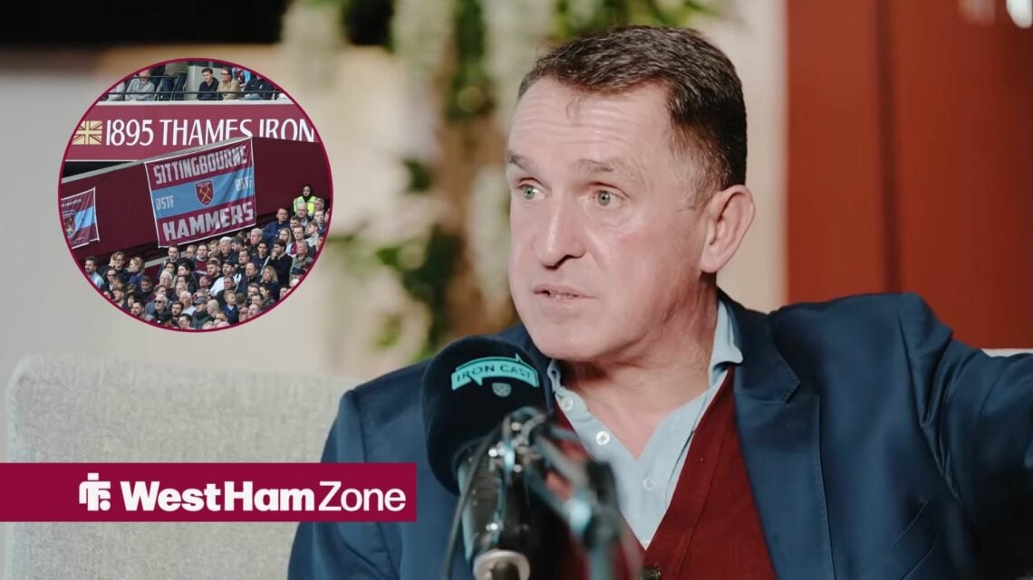 Martin Allen alongside a circle inset of West ham fans.