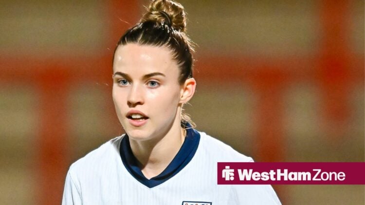 West Ham's Anouk Denton playing for England.